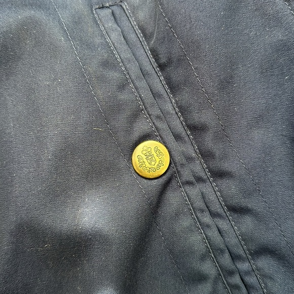 Vintage Towne London Fog Navy Elastic Waist Red Plaid Lining Winter Coat Large - Picture 4 of 14